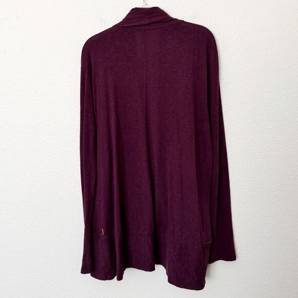 [Lucy] Purple Open Front Slub Knit Cocoon Cardigan Cozy Wrap Sweater *Flaw Sz XL - Picture 2 of 11